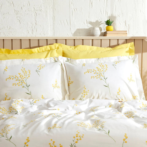 Karaca Home Loretta Ensemble de housse de couette individuelle en 100% coton jaune