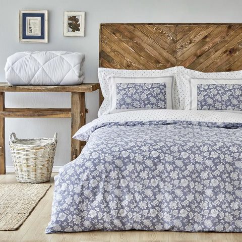 Parure de Lit Simple Karaca Home Celerina Bleu 100 % Coton