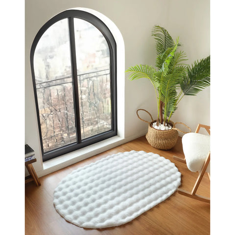 Kaşmir Halı 7/24 Cosy Premium Bubble Blanc Ovale 80x150 cm