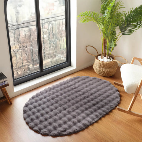 Kaşmir Halı 7/24 Cosy Premium Bubble Anthracite Ovale 80x150 cm